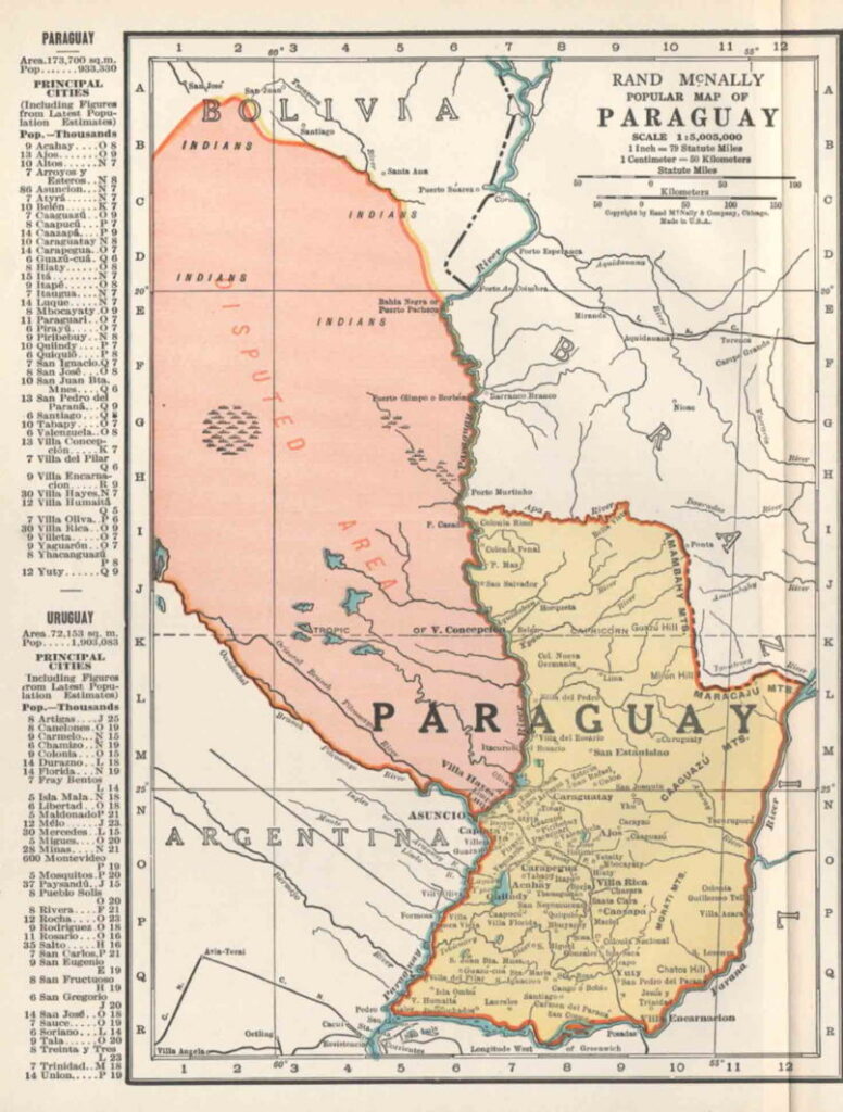 Карта Парагвая, 1935 год